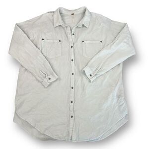 Free People Oversized Pale Green Front Button Top Size Large